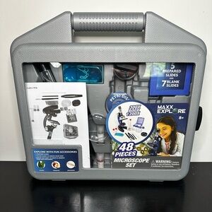Kids Maxx Explore 48 Piece Microscope Set Kit With Carrying Case NEW